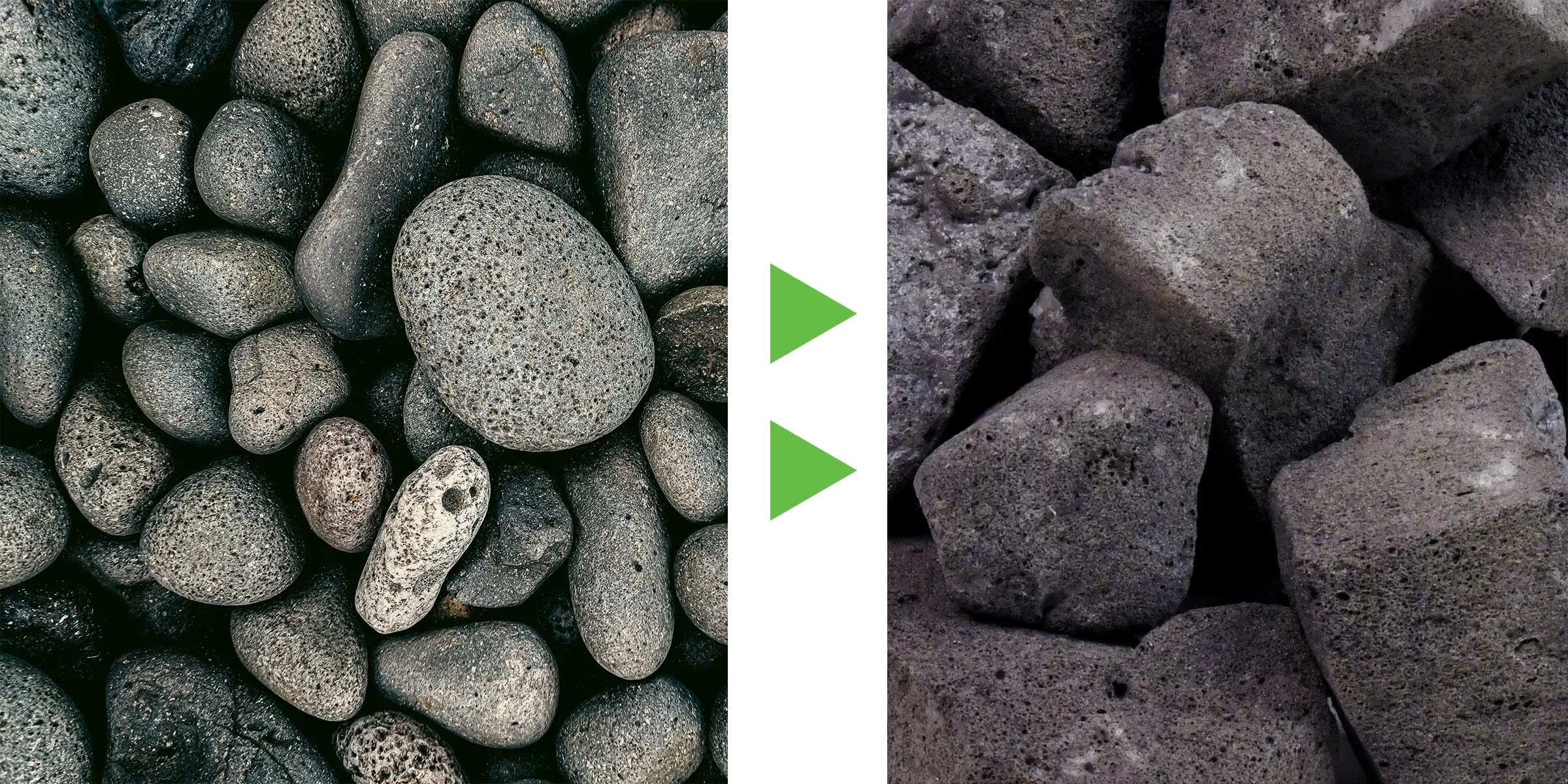 river rock on the left, Cell-Max Plus on the right