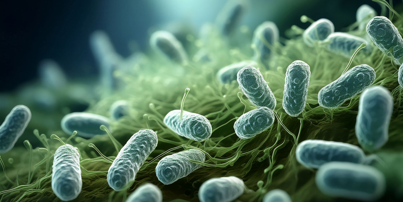 Microscopic rendering of theobacillus microbes